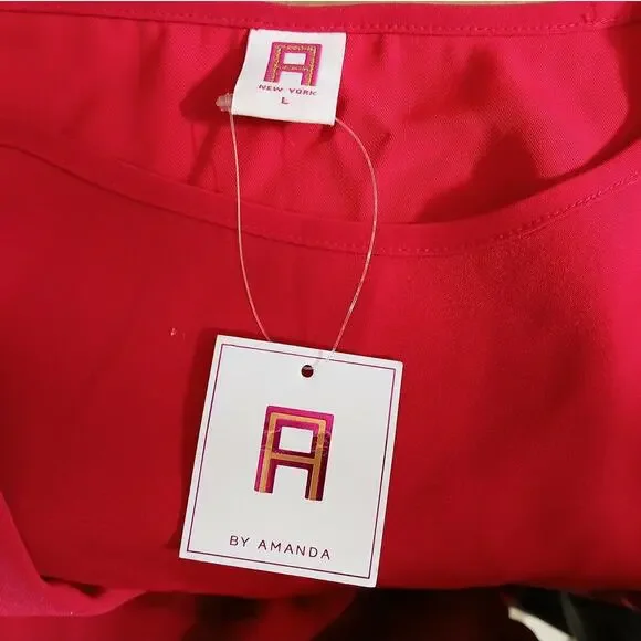 NWT - Amanda Uprichard Red Ruffle Shift Dress Size: L - Picture 2 of 8
